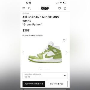 The Women’s Air Jordan 1 Mid SE “Green Python”